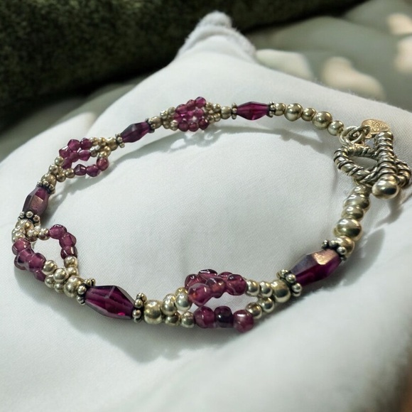 Sterling Silver Amethyst Toggle Bracelet - Picture 1 of 8